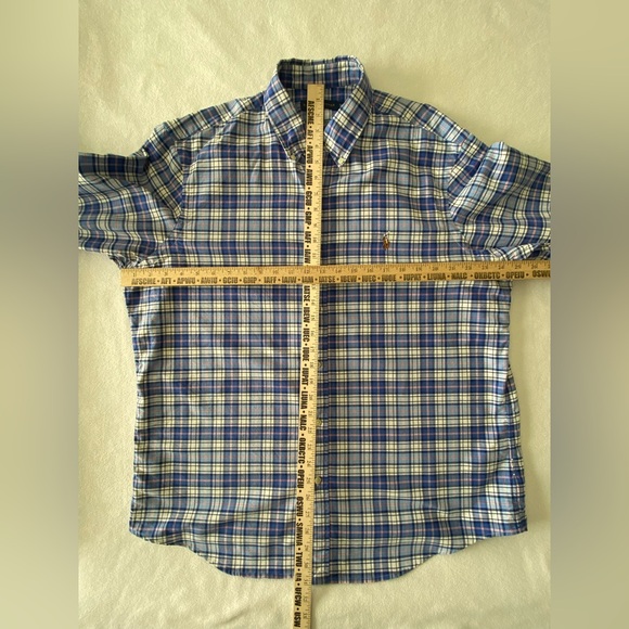 Polo Ralph Lauren Shirt Mens XL Blue Paid Flesh Pony Long Sleeve Button Down EUC - Picture 8 of 10